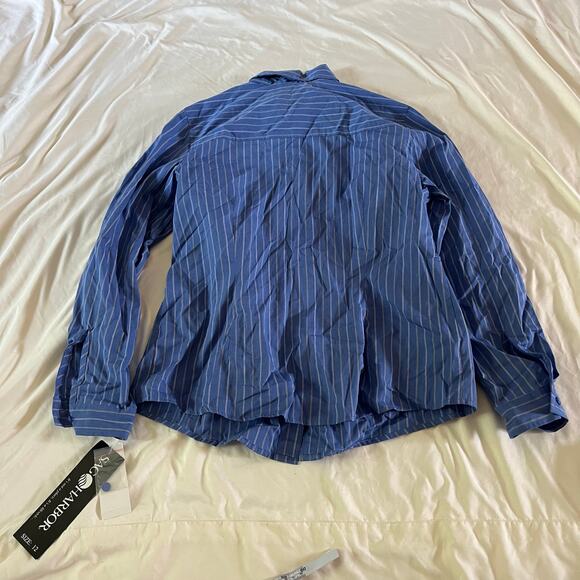 NWT Blue White Stripe Long Sleeve Button Down Wmns 12 Preppy Work Office - Picture 5 of 7